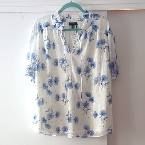 Floral Blue and White Shirt
